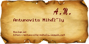 Antunovits Mihály névjegykártya